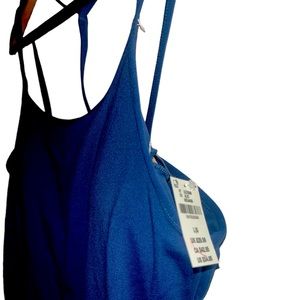 Victoria’s Secret Pink Swim Tank Top NAVY Size Large Double Spaghetti Straps NWT